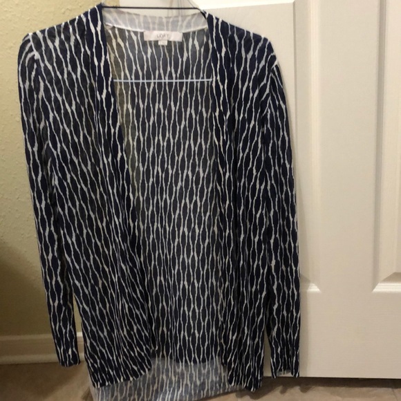Ladies blue and white printed cardigan - Picture 3 of 4